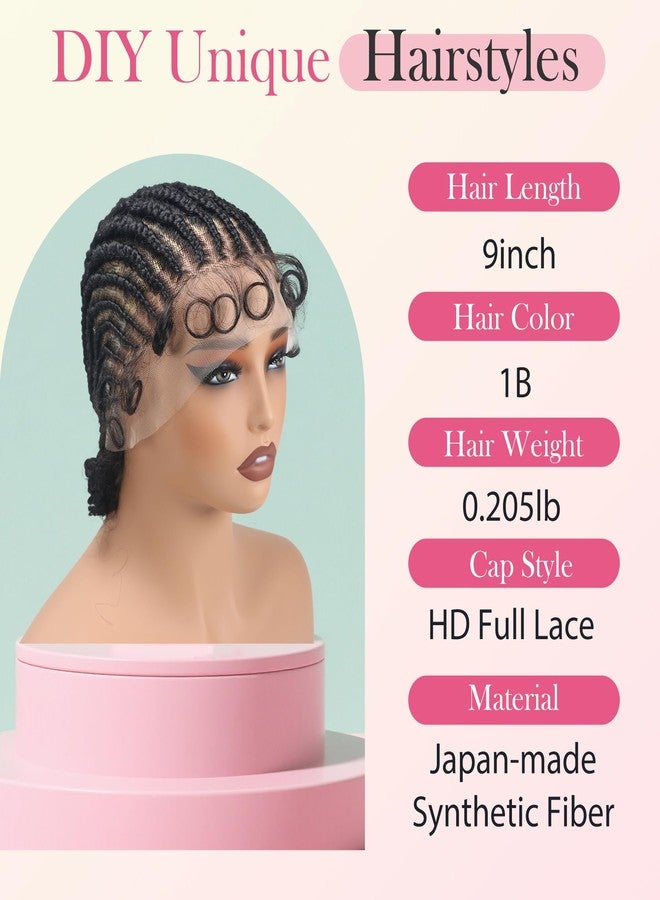 lumeng DIY Cornrow Box Short Braided Wigs for Black Women On-Trend Knotless Hand Tied HD Full Lace Boho Braid Wig with Baby Hair Premium Synthetic African American 9’’ Seamless Blending Unique Look - Image 2